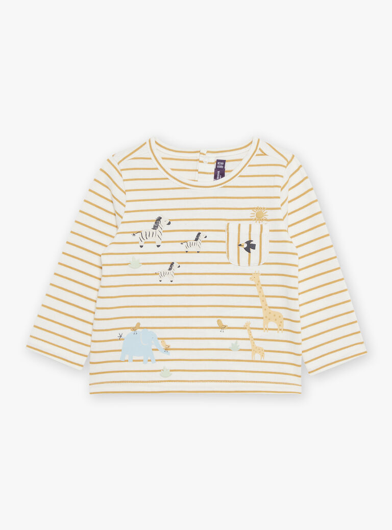 T-shirt esprit marinière écru animaux