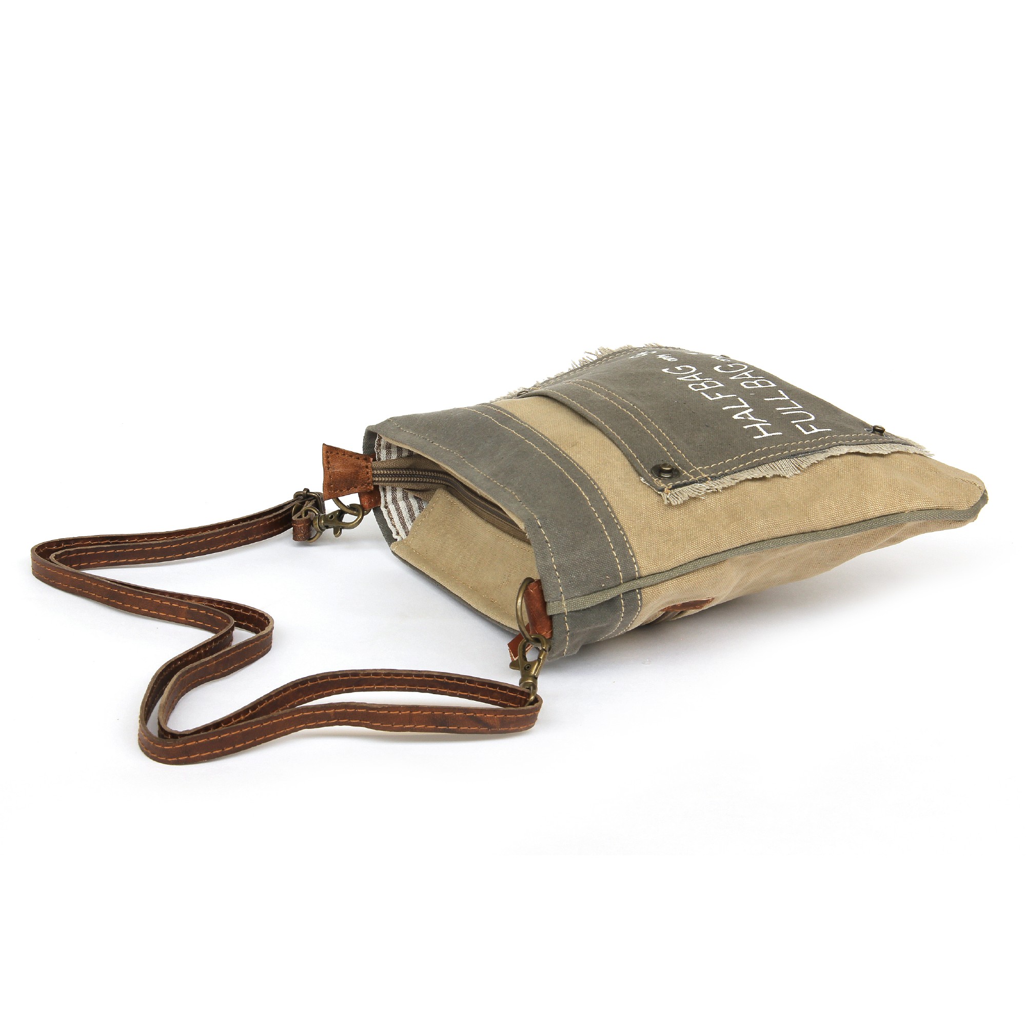 Umhängetasche 'Half and Full', beige, grau, B 23 cm, H 27 cm günstig bestellen