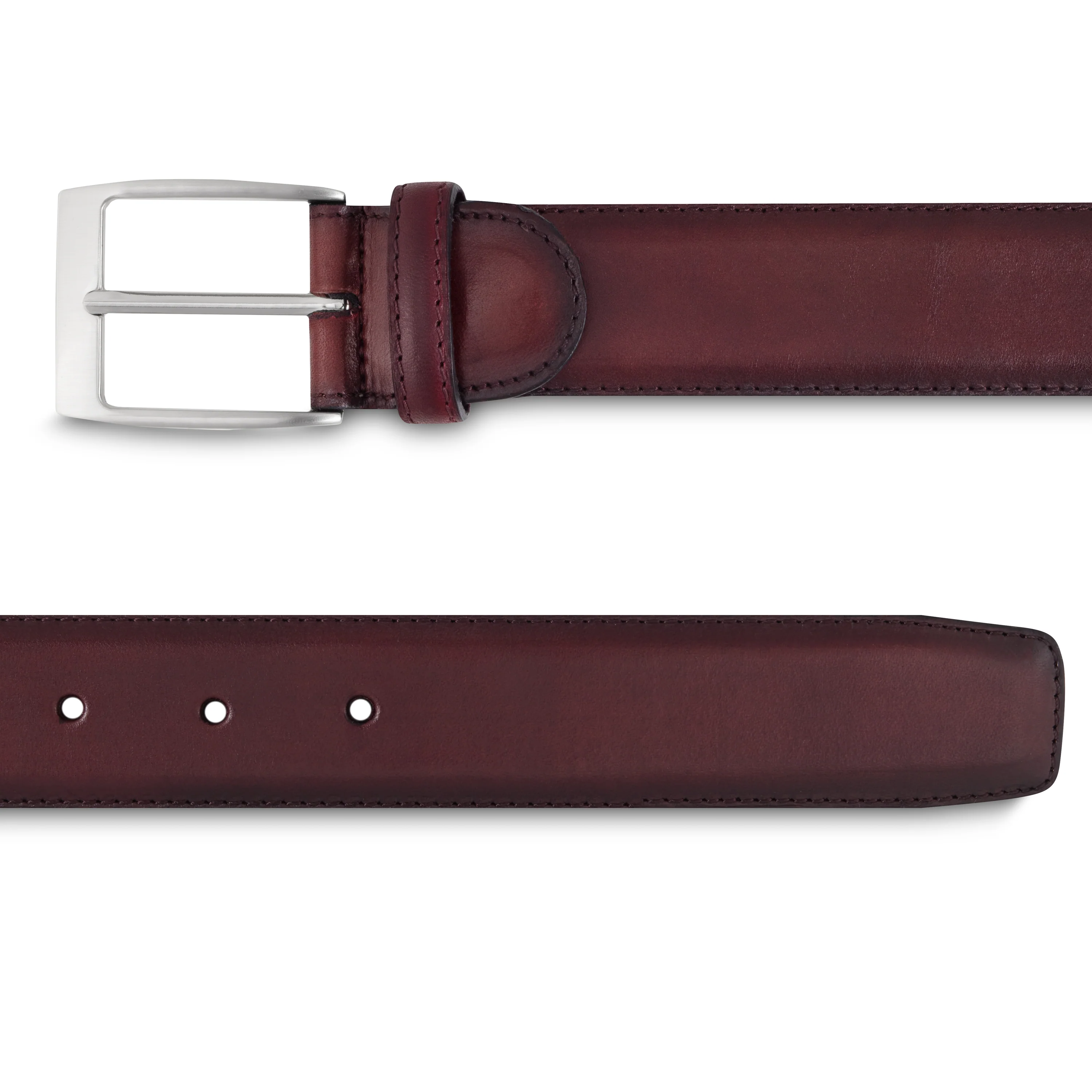 Ceinture homme en cuir lisse bordeaux
