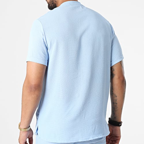 Ensemble Chemise Manches Courtes Et Short Jogging UY857 Bleu Ciel