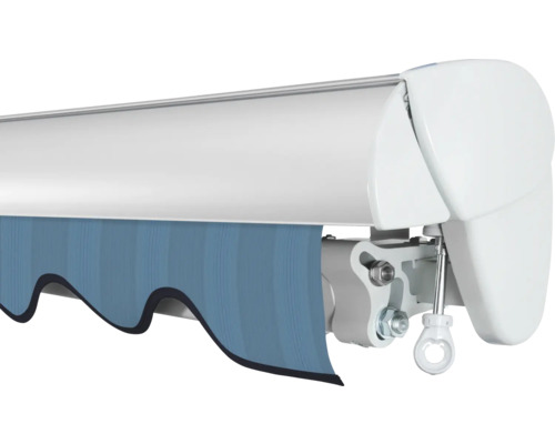 SOLUNA Semi-Cassette Luifel Classic 2.5x1.5 Doekdesign 320916 Frame E6EV1 Zilver Geanodiseerd Aandrijving Rechts Inclusief Slinger