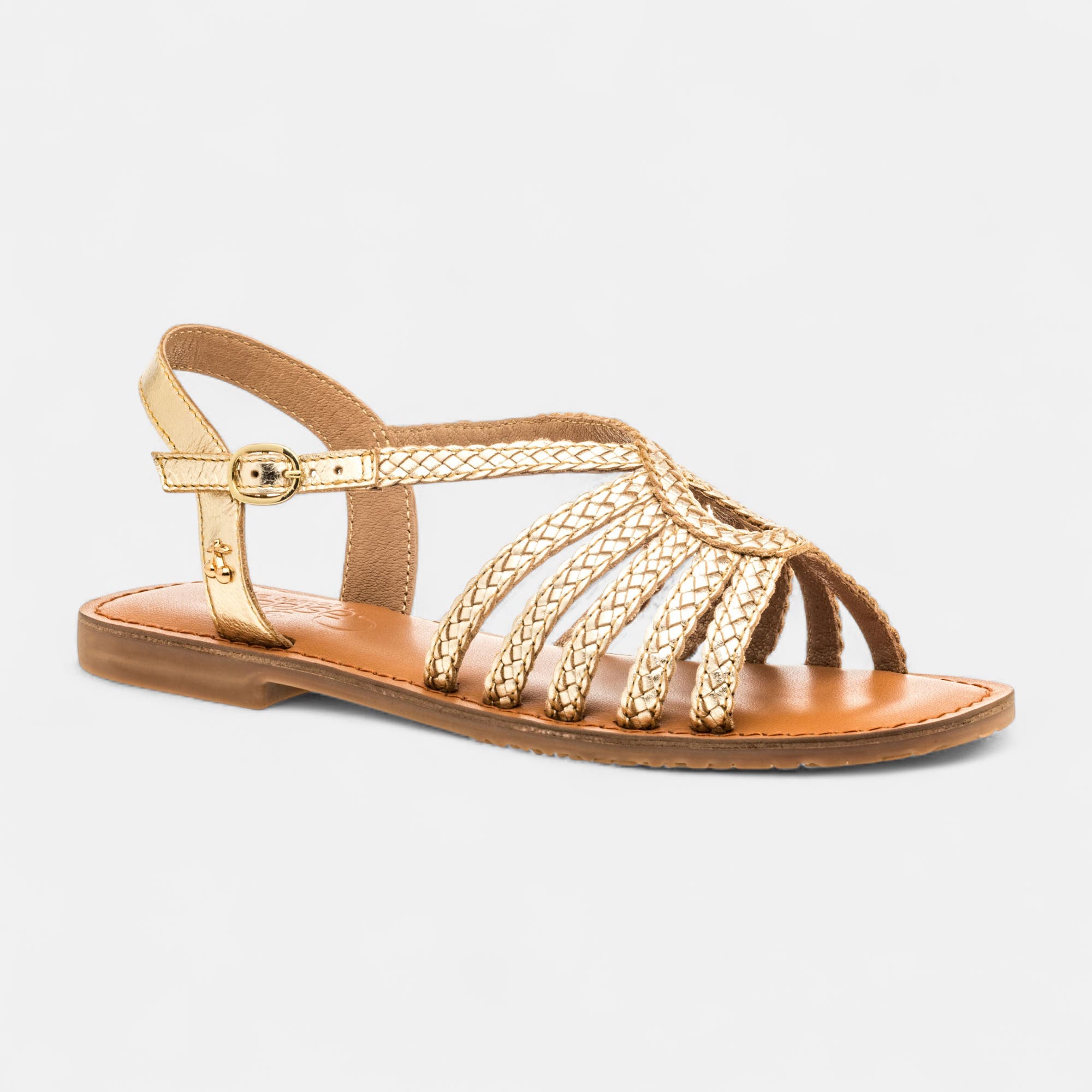 Nu-pieds Femme en cuir or