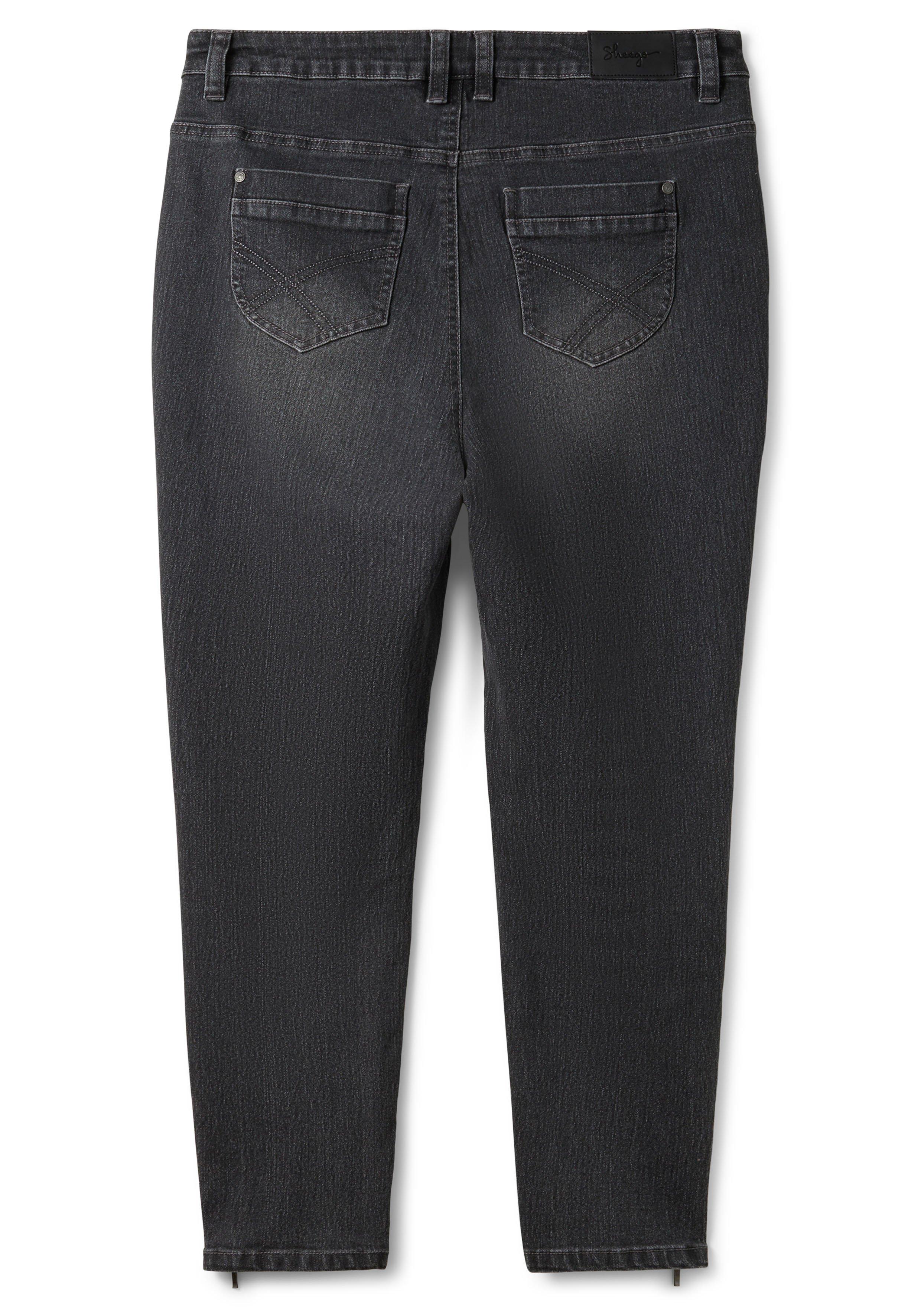 Schmale Jeans mit Zippern am Saumabschluss