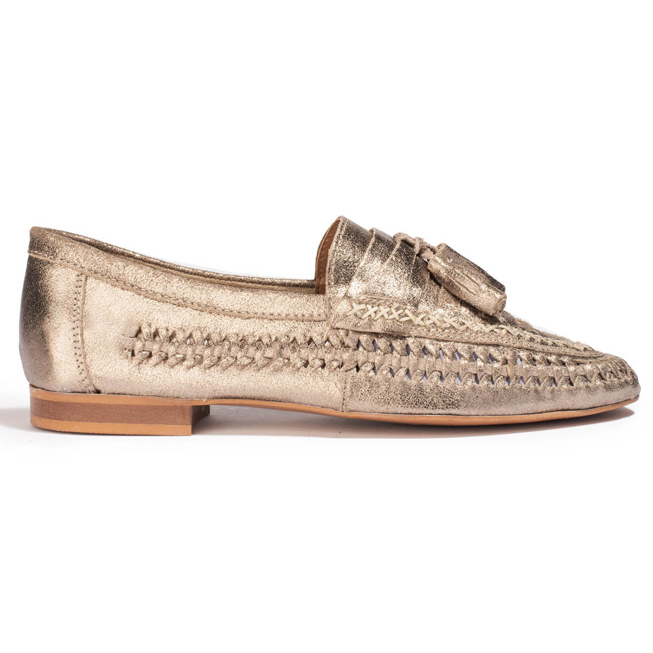 Couleur Pourpre Mocassins en Cuir Hampi dorés