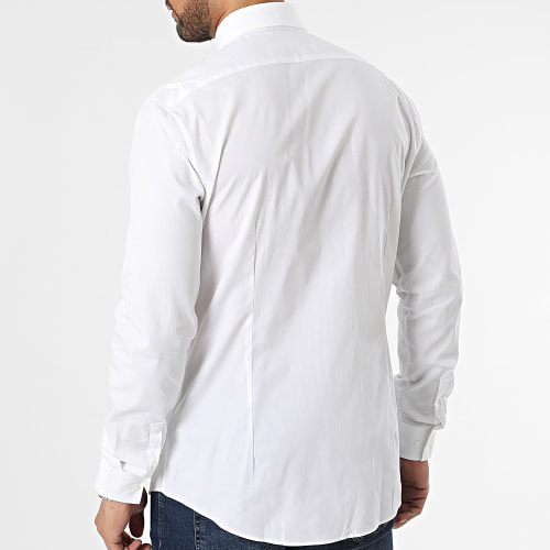 Chemise Manches Longues Poplin Stretch Slim 3025 Blanc
