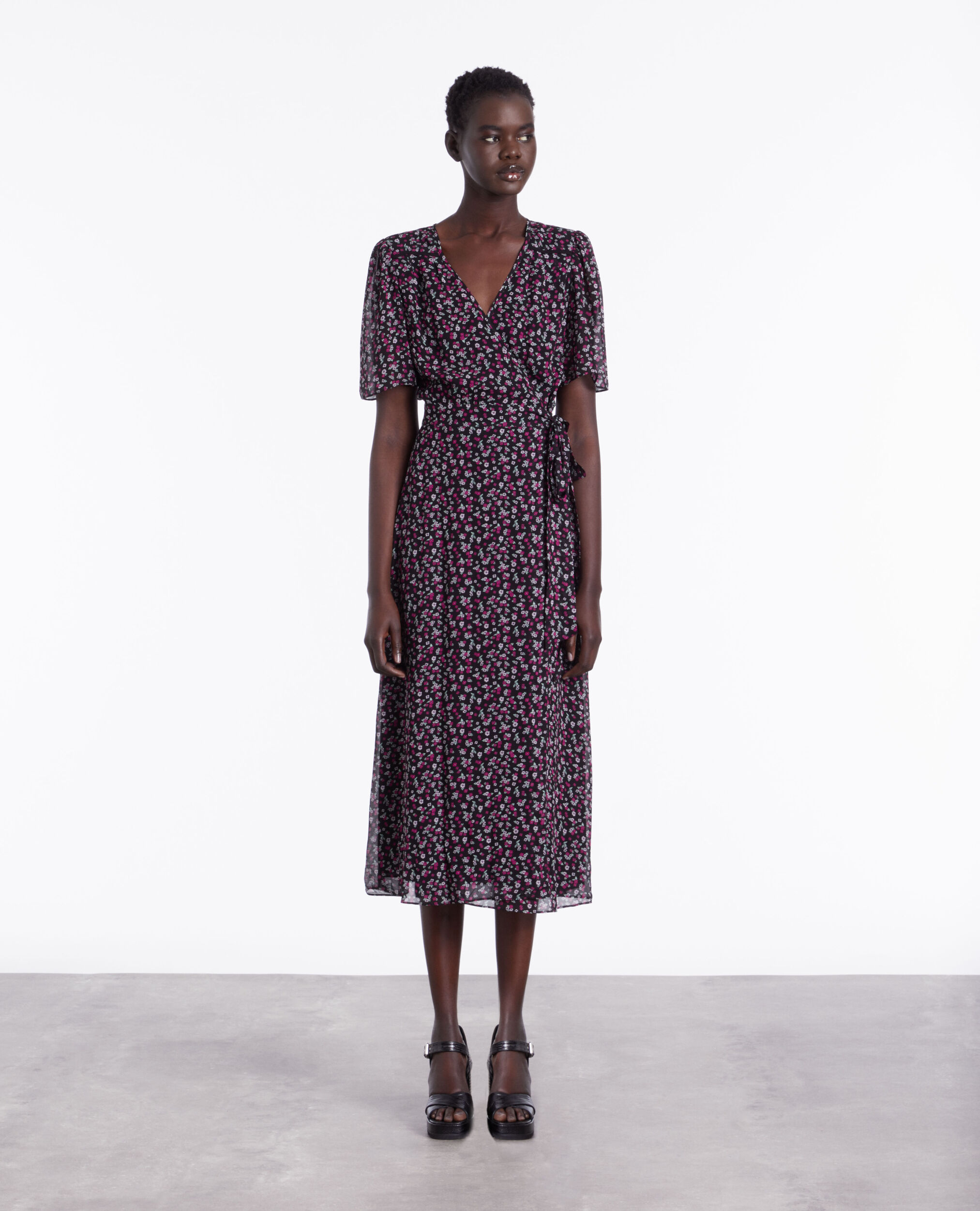Robe portefeuille longue imprimée