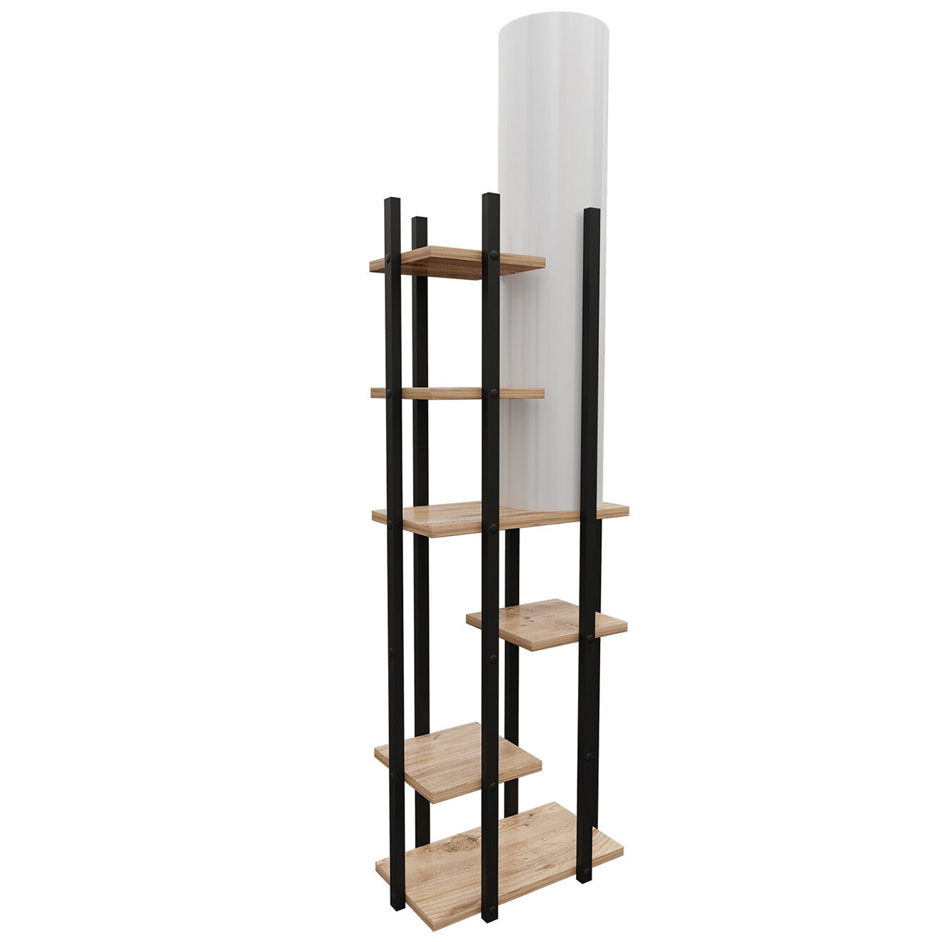 Sheen Lampadaire avec étagère Vogue noir/blanc/naturel - 45x25x160 cm