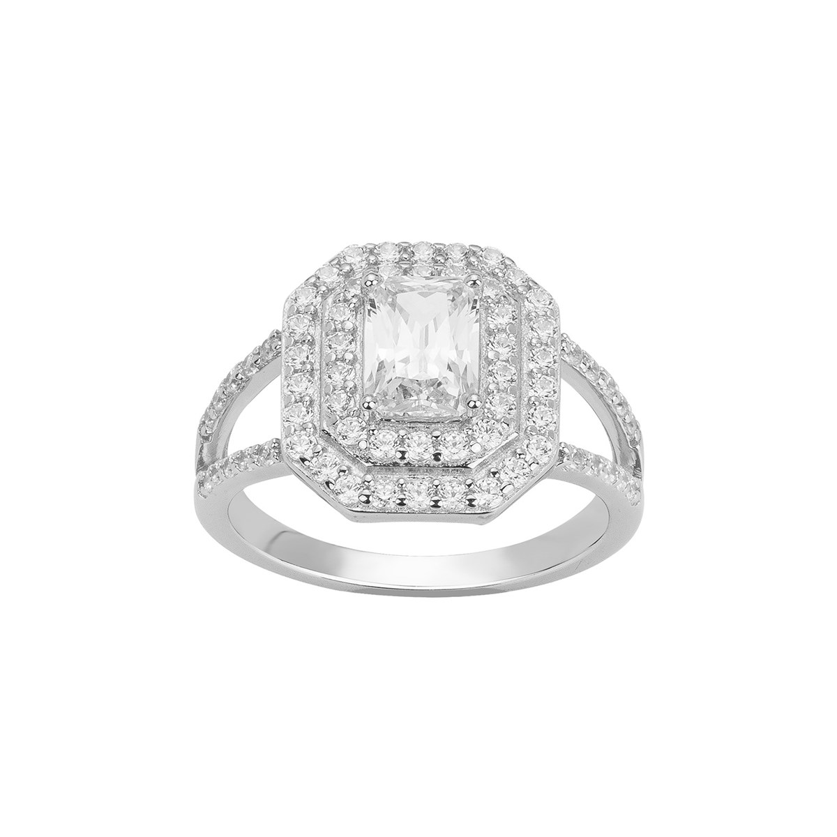 Bague en Argent avec oxyde de zirconium blanc