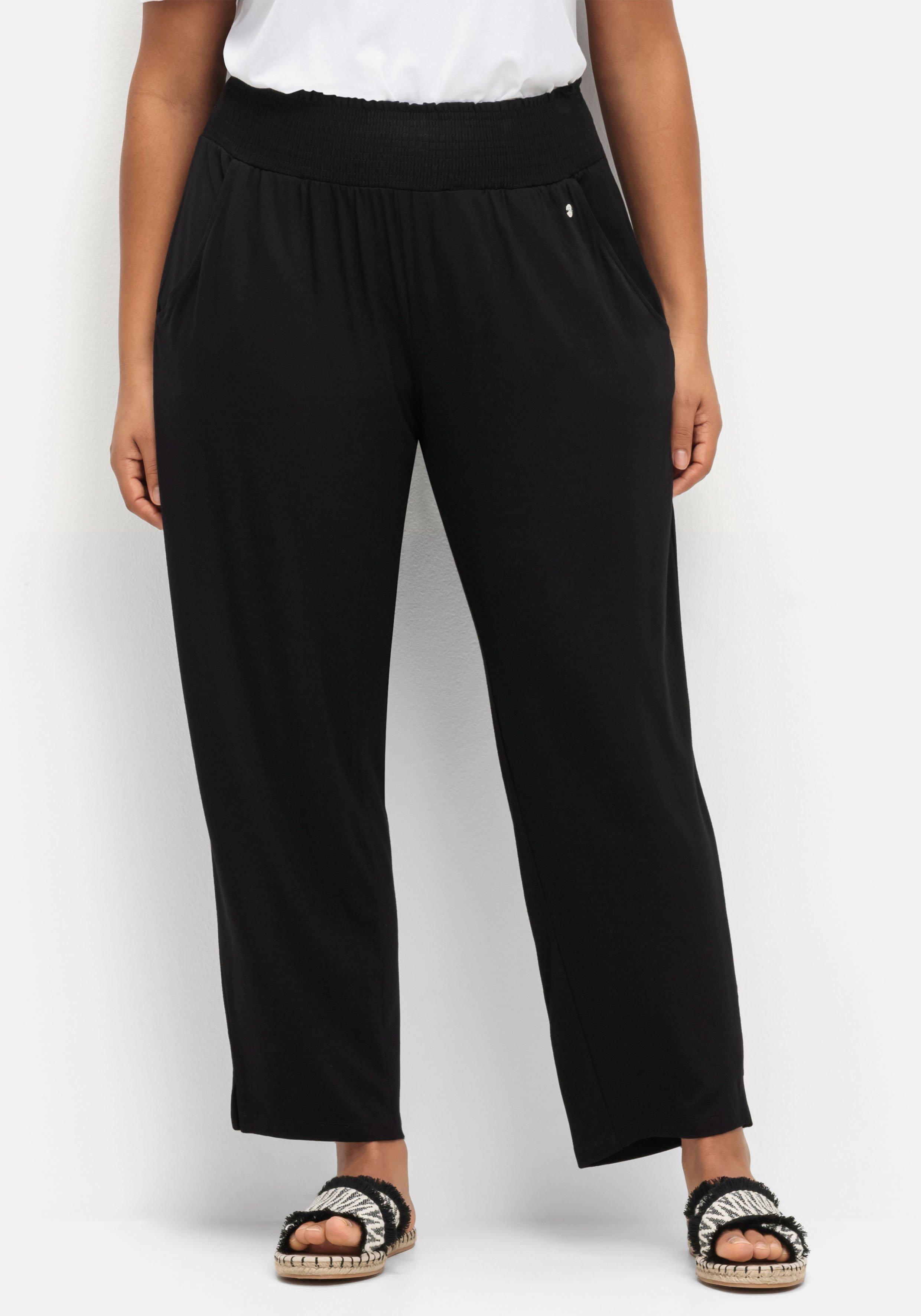 Jerseyhose mit breitem Smokbund und Blumendruck