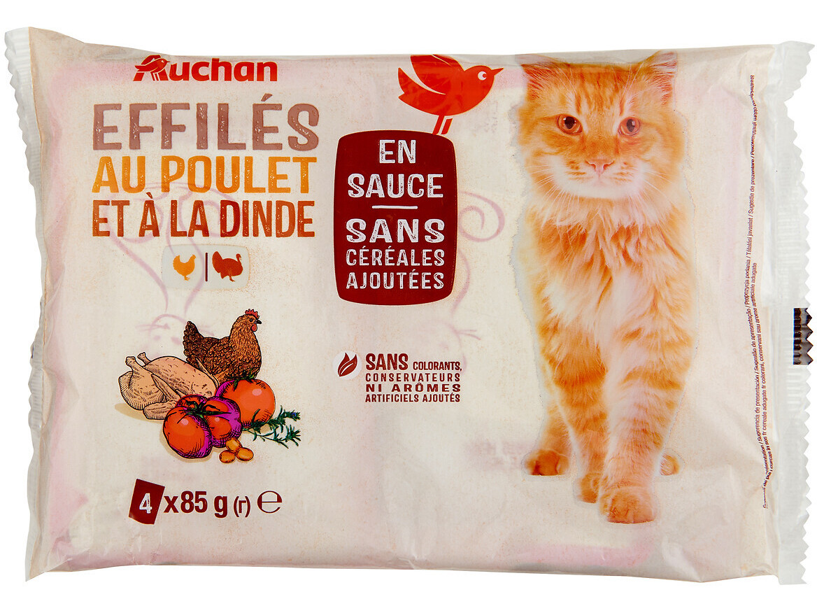 COMIDA HÚMIDA PARA GATO AUCHAN NATURAL SAQUETAS PEIXES SEM CEREAIS ADICIONADOS 4X85G