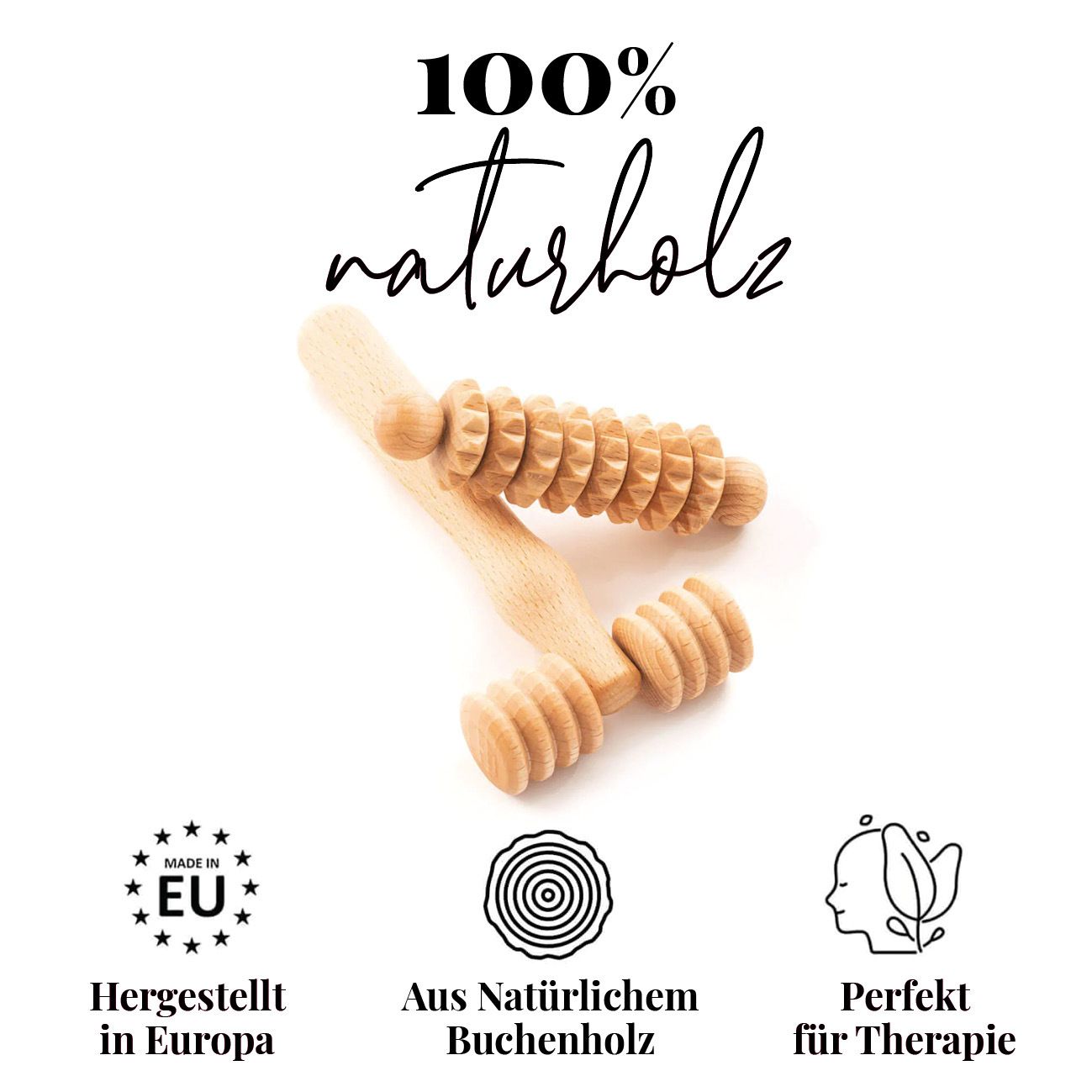 tuuli Holz Körper Massage Set Derma Roller für Gesicht Hals Arm Hand Schultern