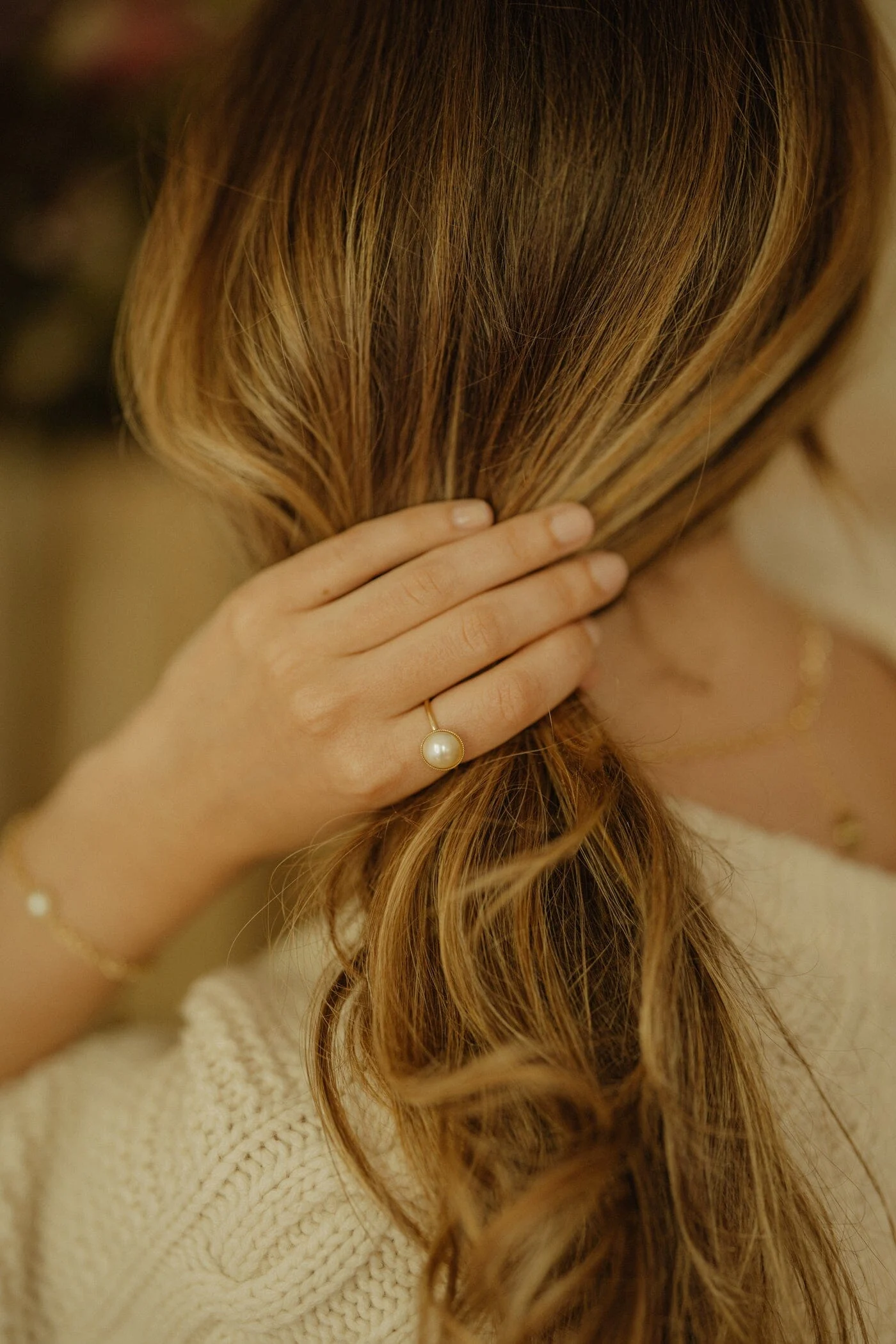 NÉLYA - Bague perle plaqué argent | Doré