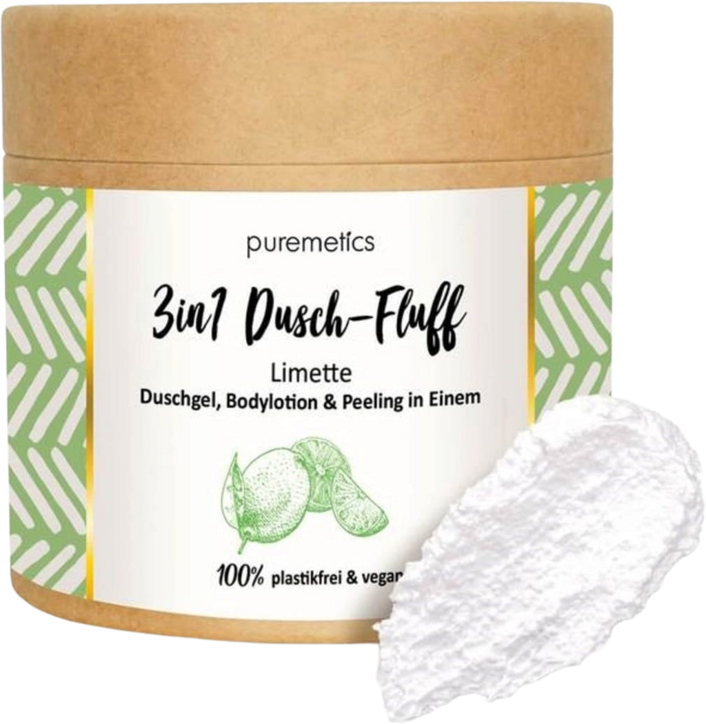 puremetics  3in1 Dusch-Fluff mit Salzpeeling, Limette (250 g)