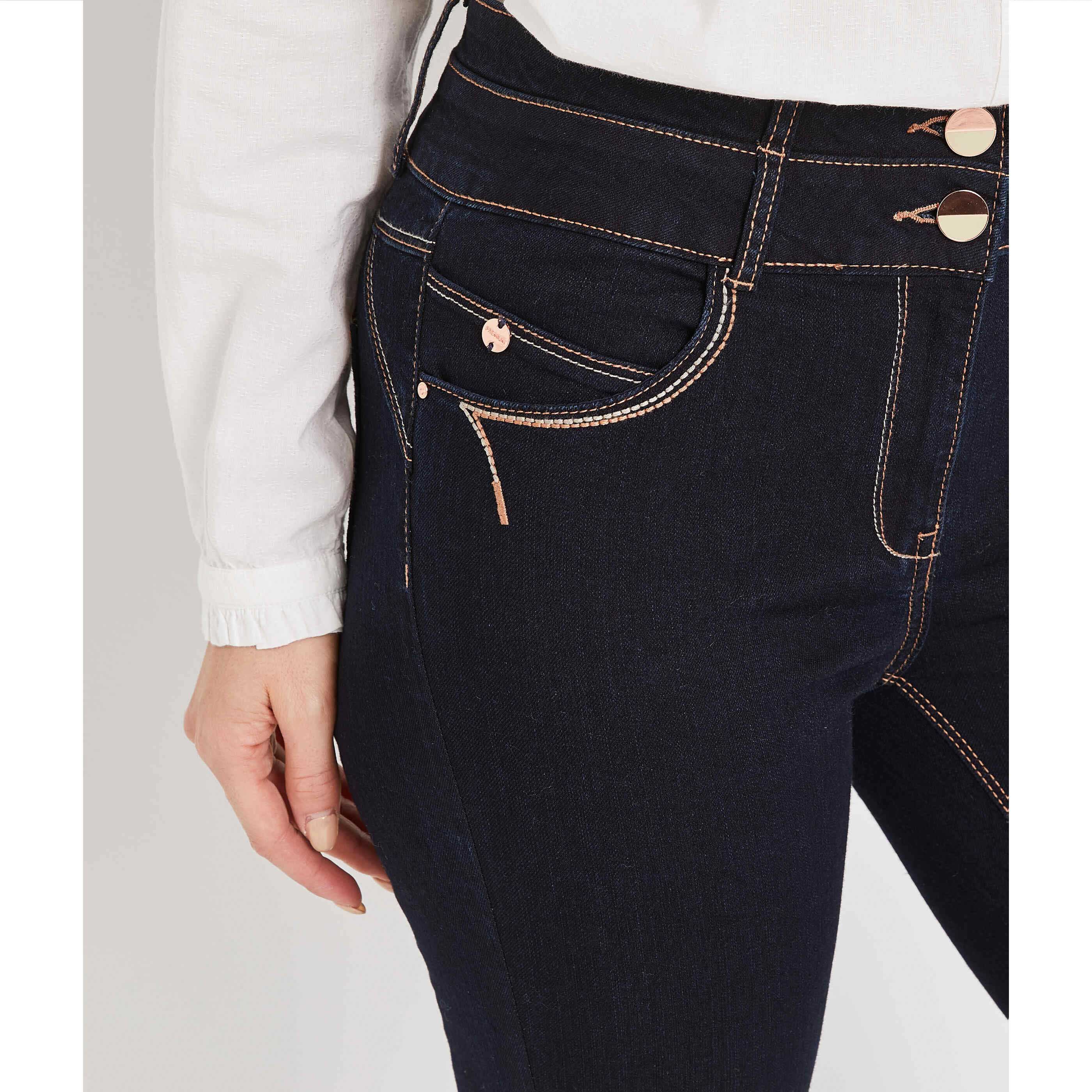 Jean raccourci taille haute HANOI femme - BLUE BLACK