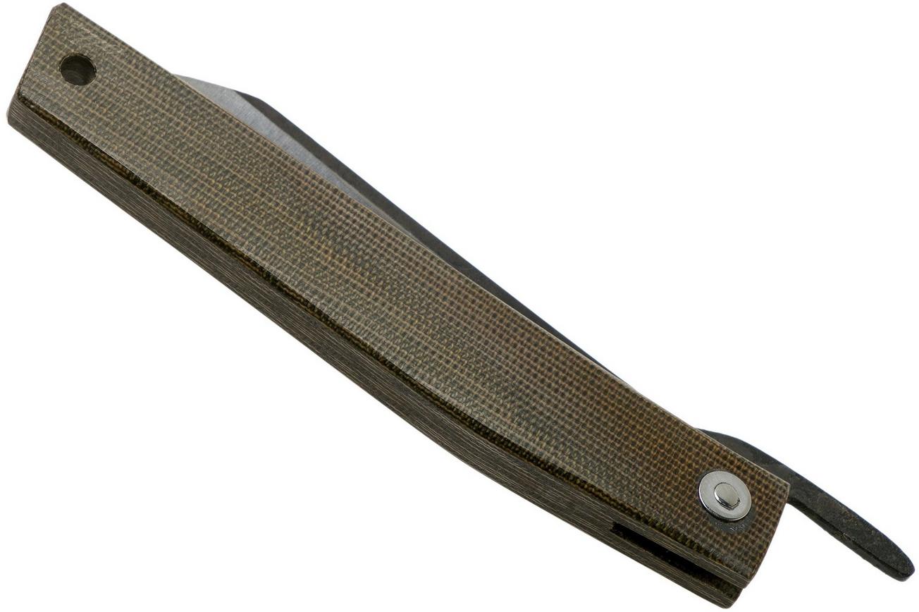Ohta FK9 Higonokami-zakmes, Green Canvas Micarta