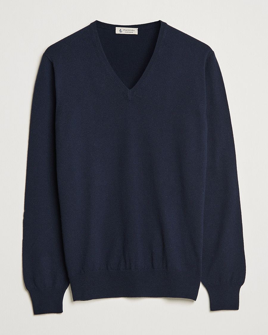 Piacenza Cashmere Cashmere V Neck Sweater Navy