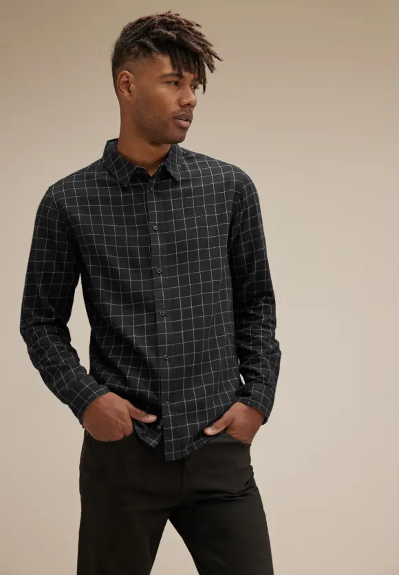 Karohemd in Flannel Optik - Black