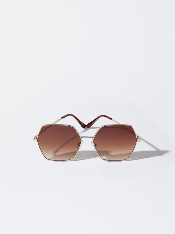 Gafas De Sol Hexagonales - Dourado