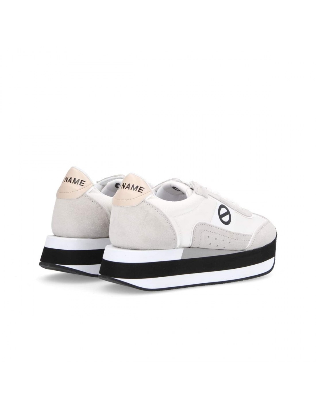 no name Baskets compensées femme boom jogger daim gris/blanc/noir