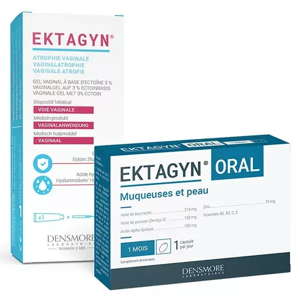 Densmore Ektagyn Combinação Oral e Vaginal para Secura e Irritação Vaginal