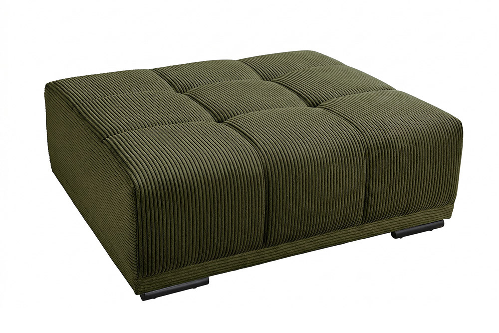 Moderner Hocker ELEGANCIA 110cm grün Cord mit Ziersteppung