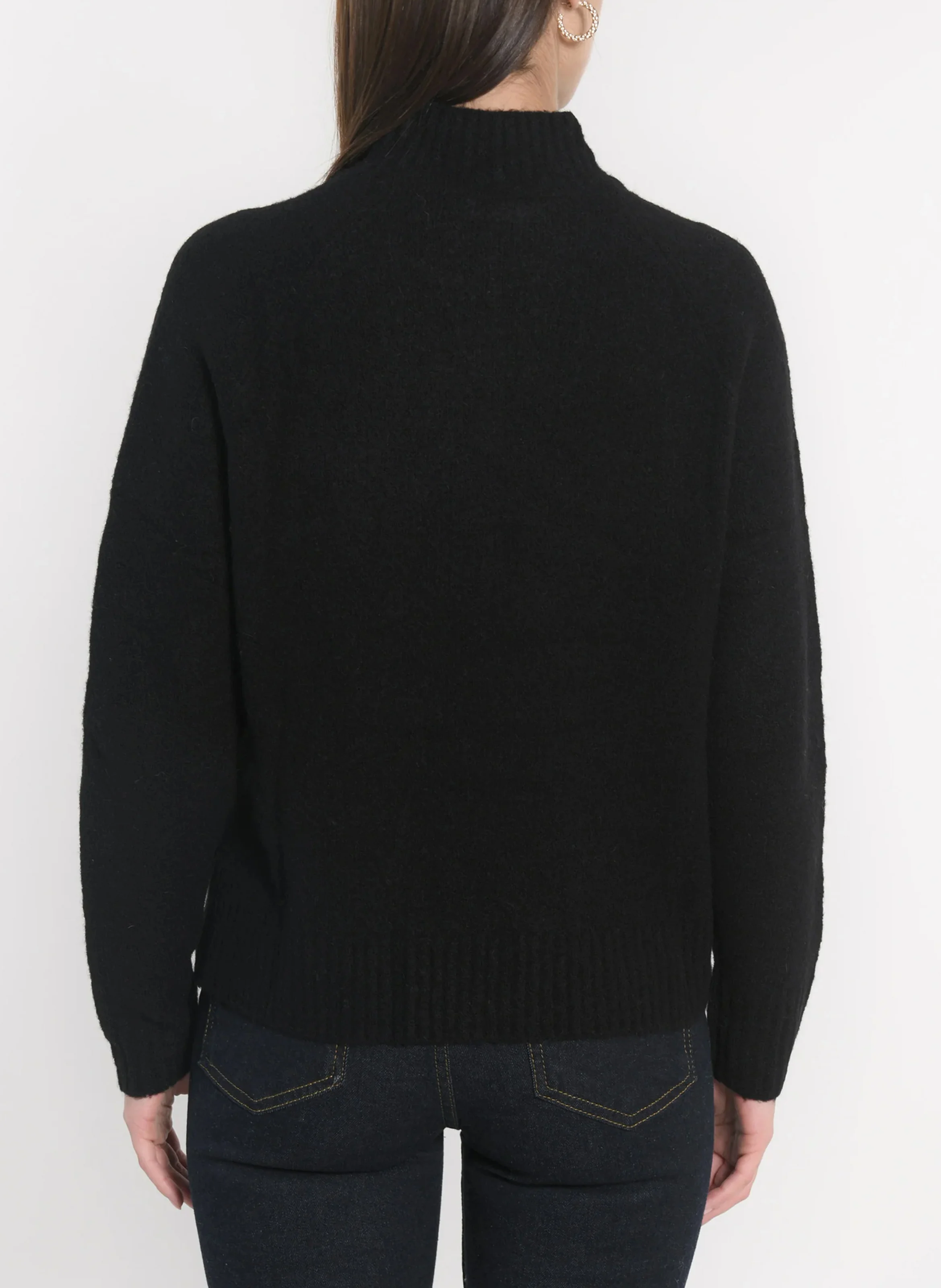 CONNIE - Pull col montant en laine mélangée | Noir