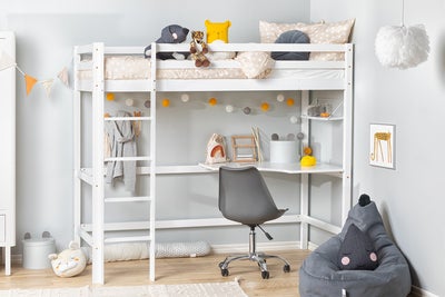 JLY SOFIA Loftseng Med Skrivebord 90x190, Hvit