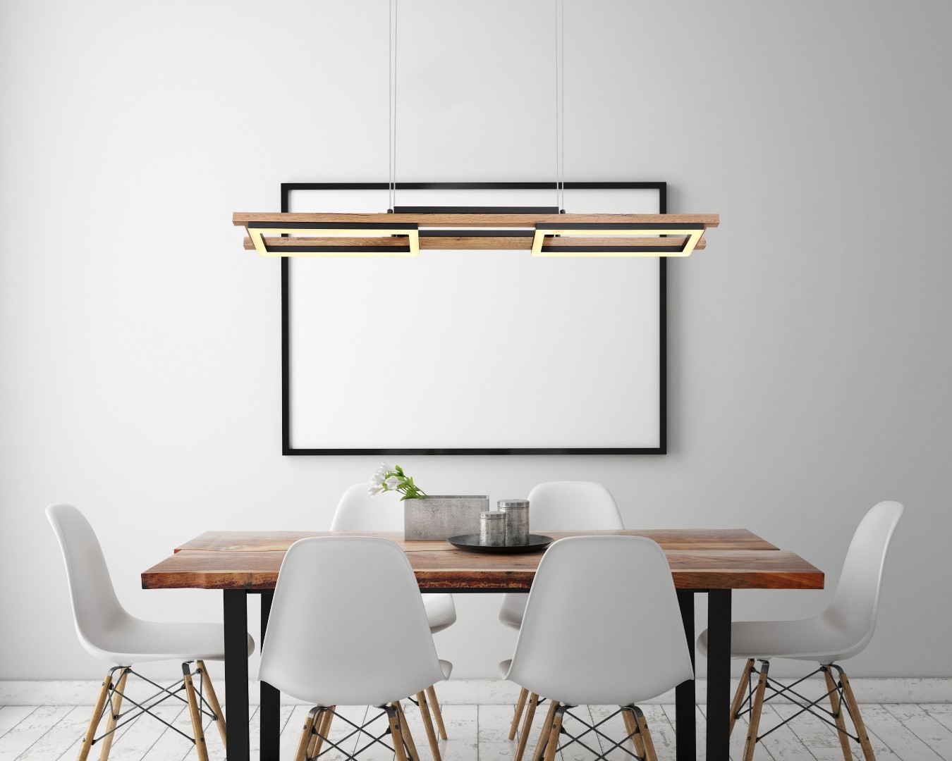 LED-Hängeleuchte - schwarz matt-holzfarben - 100 cm