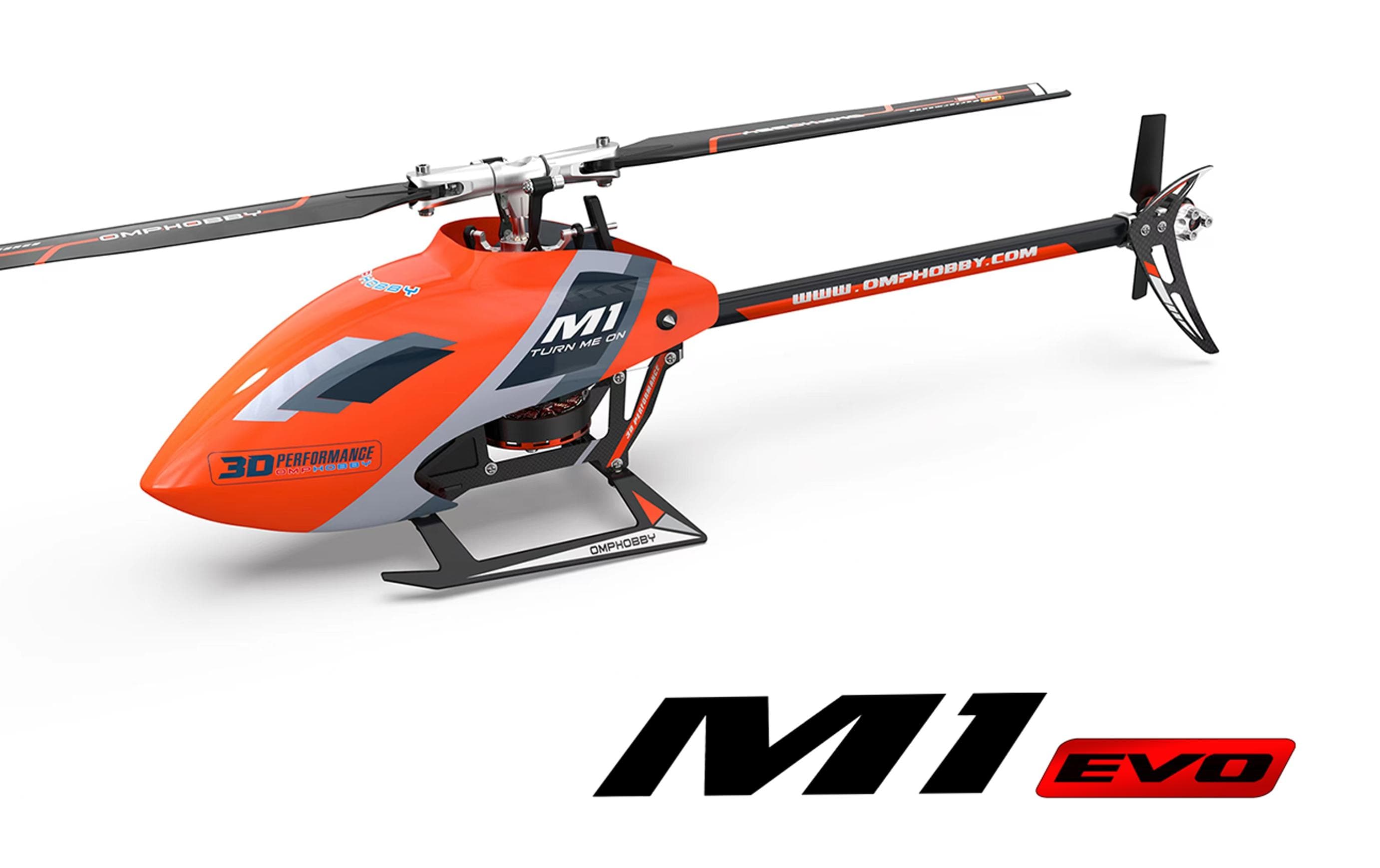 Helikopter M1 EVO Flybarless, 3D, Orange BNF<br>OMP M1 Evo – Vollwertiger 3D Heli im Mini Format mit nur 290 mm Rotordurchmesser