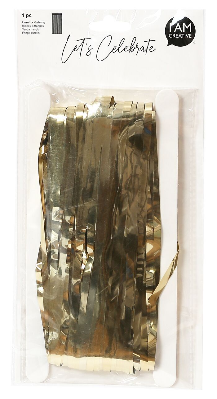 CINDY Lametta Vorhang - Gold / B: 90.0 cm x T: 2.4 m