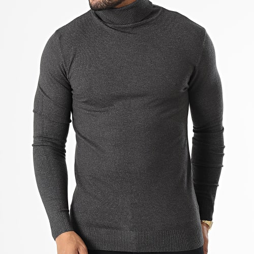 Pull Col Roulé LD-690018 Gris Anthracite Chiné