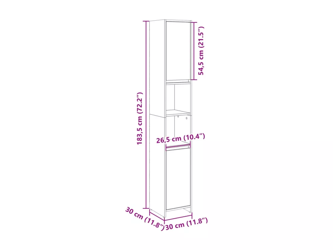 Armoire de salle de bain Chêne sonoma 30x30x183,5 cm Aggloméré