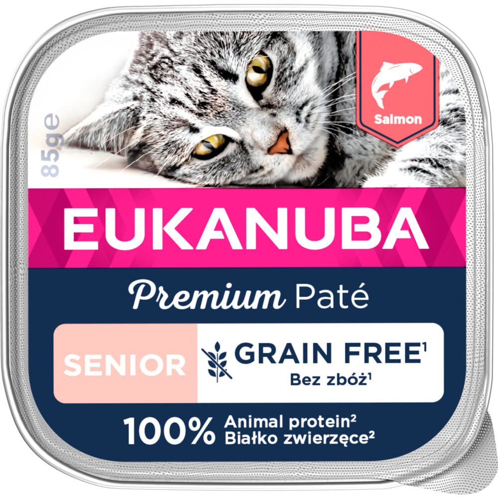 16x Eukanuba Zalm Pate Graanvrij Senior Kat 85 gr