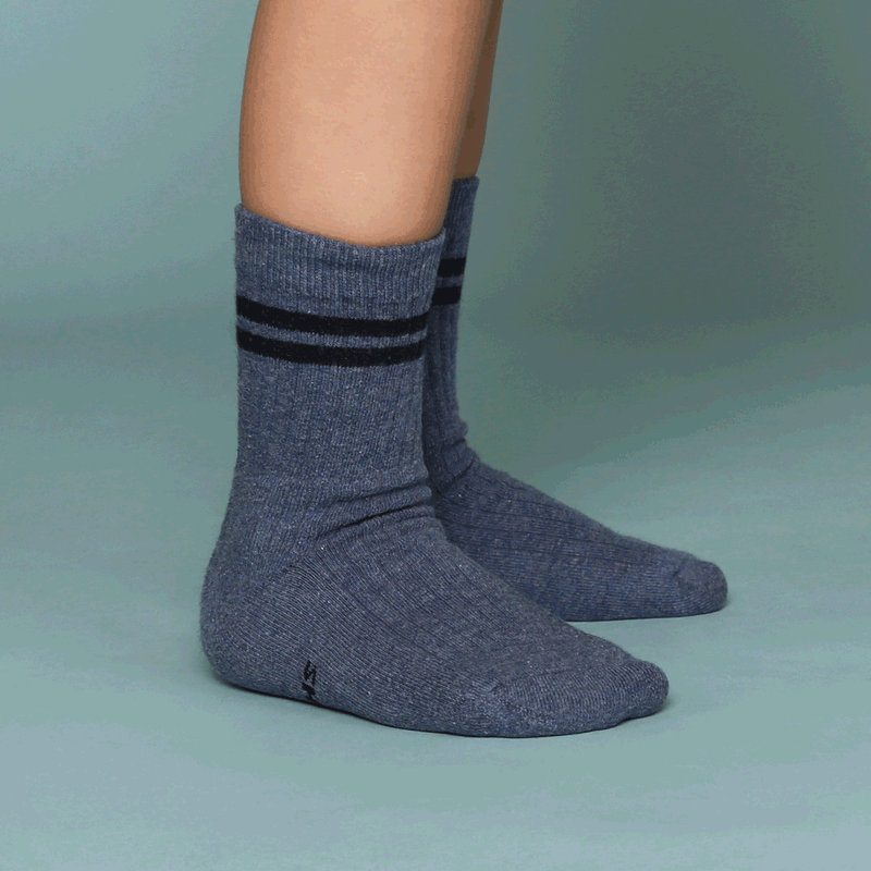 Shoesme blauwe sok met donkere stripings  | Uni schoenen