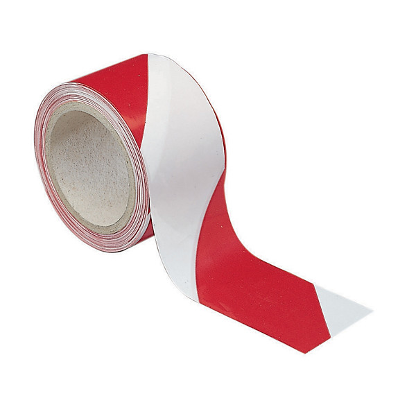Ruban de signalisation haute résistance rouge et blanc 100 m x 5 cm