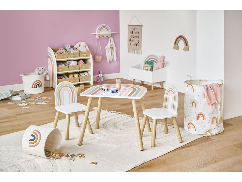 Zeller Present Wäschekorb Rainbow Canvas 38 x 48 cm Wäschesammler für Kinderzimmer