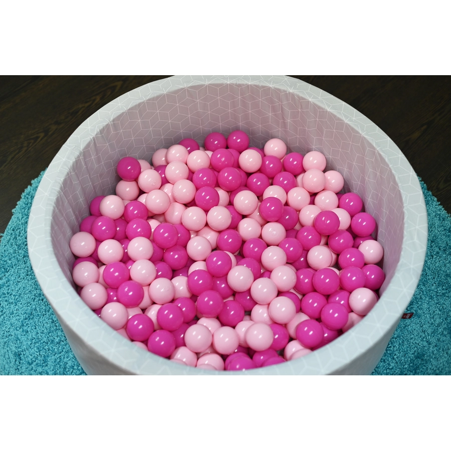 knorr toys® Bällebad soft - Geo cube grey - 300 balls soft pink grau