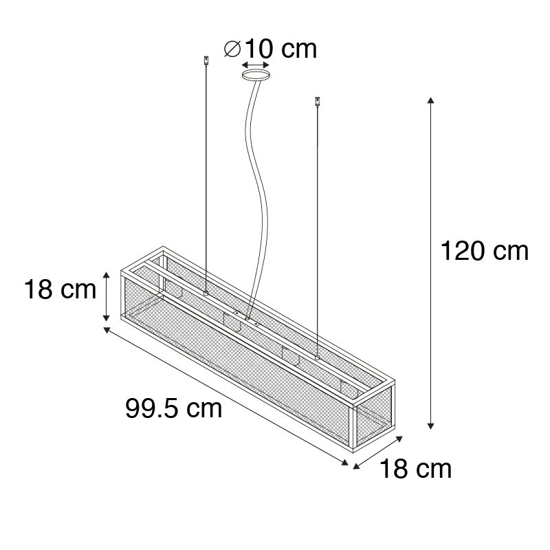 Industriële hanglamp zwart met geweven 4-lichts - Cage