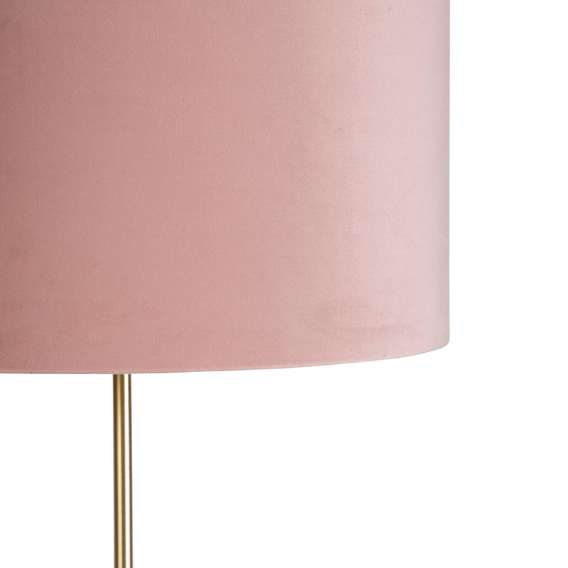 Vloerlamp goud/messing met velours kap roze 40/40 cm - Parte