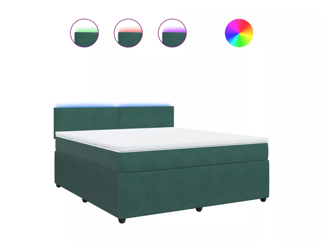 Sommier à lattes de lit et matelas Vert foncé 180x200cm Velours