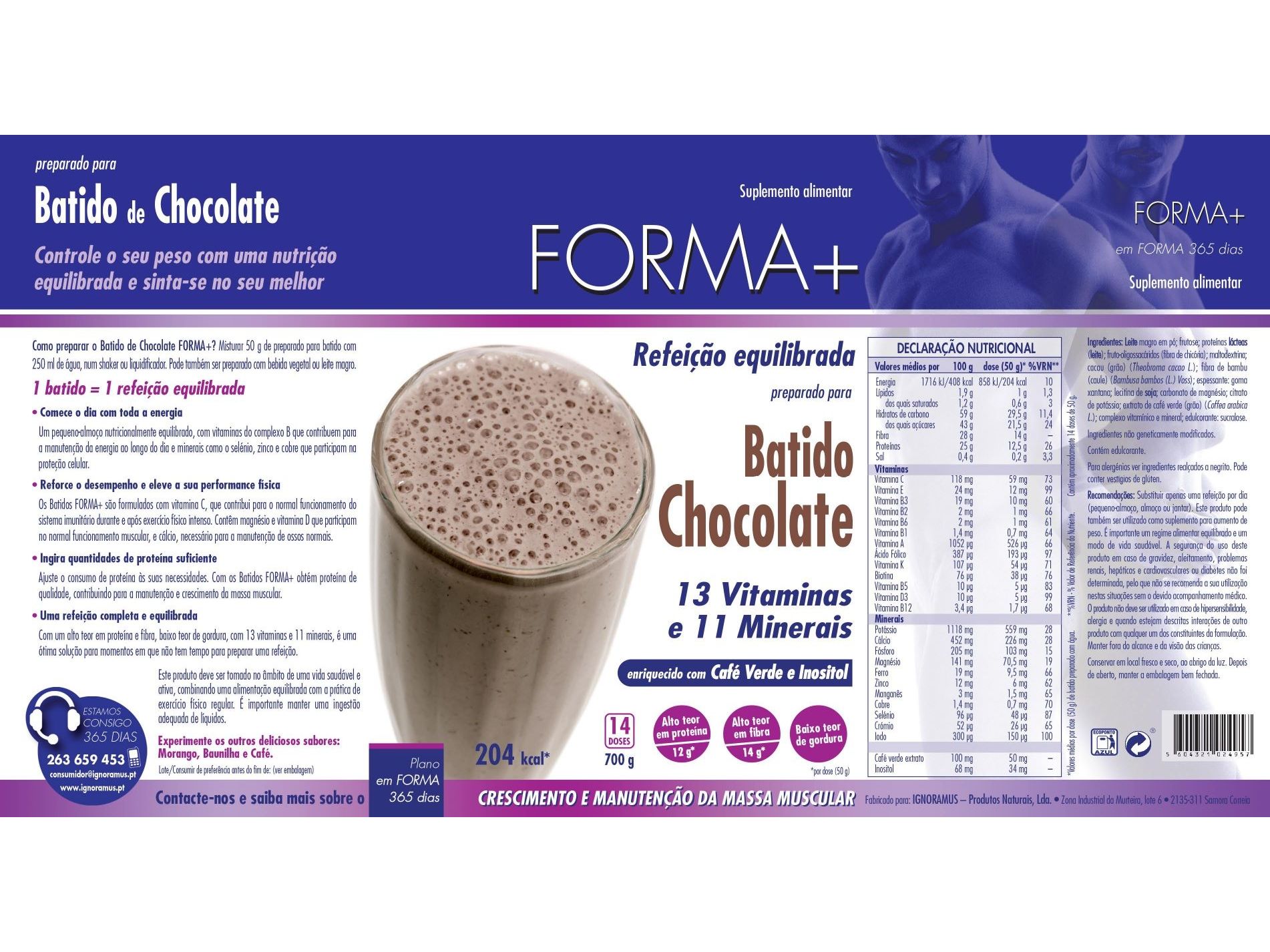 BATIDO FORMA   CHOCOLATE COM CLA 700G