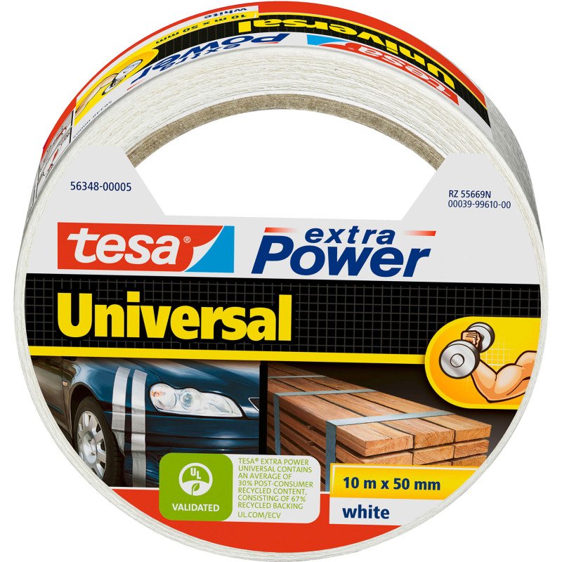 Ruban adhésif toilé résistant 140 µ universel extra Power 56348 Tesa, 50 mm x 10 m, blanc