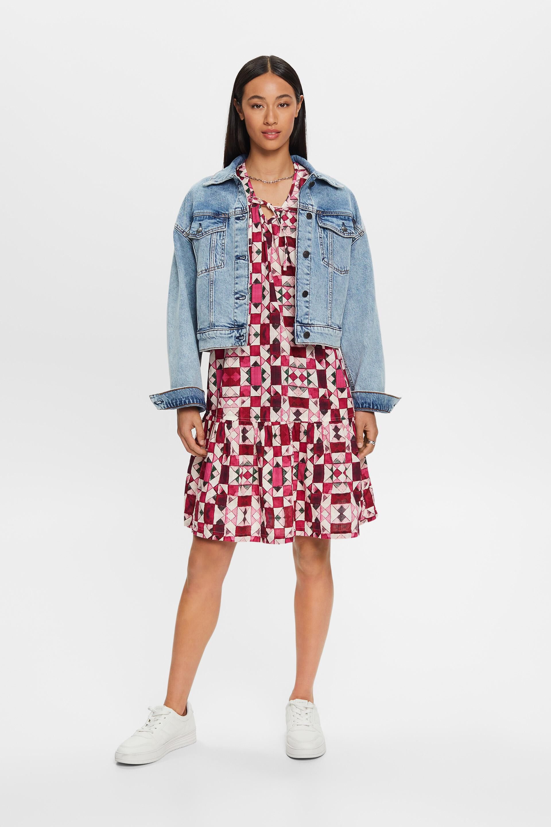 Robe droite en coton armuré