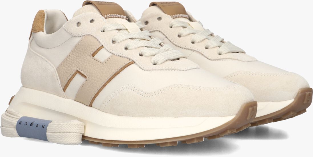 beige hogan lage sneakers h641 allacciato h patch