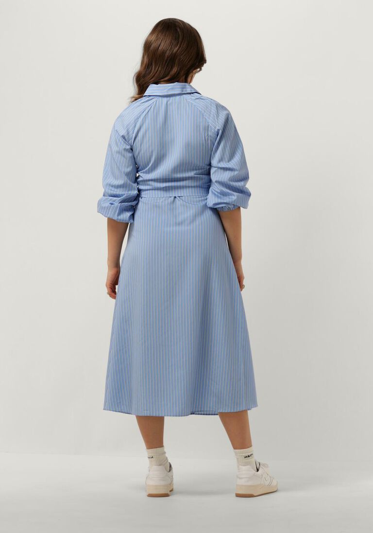 CATWALK JUNKIE blauw/wit gestreepte catwalk junkie midi jurk dr yasmin