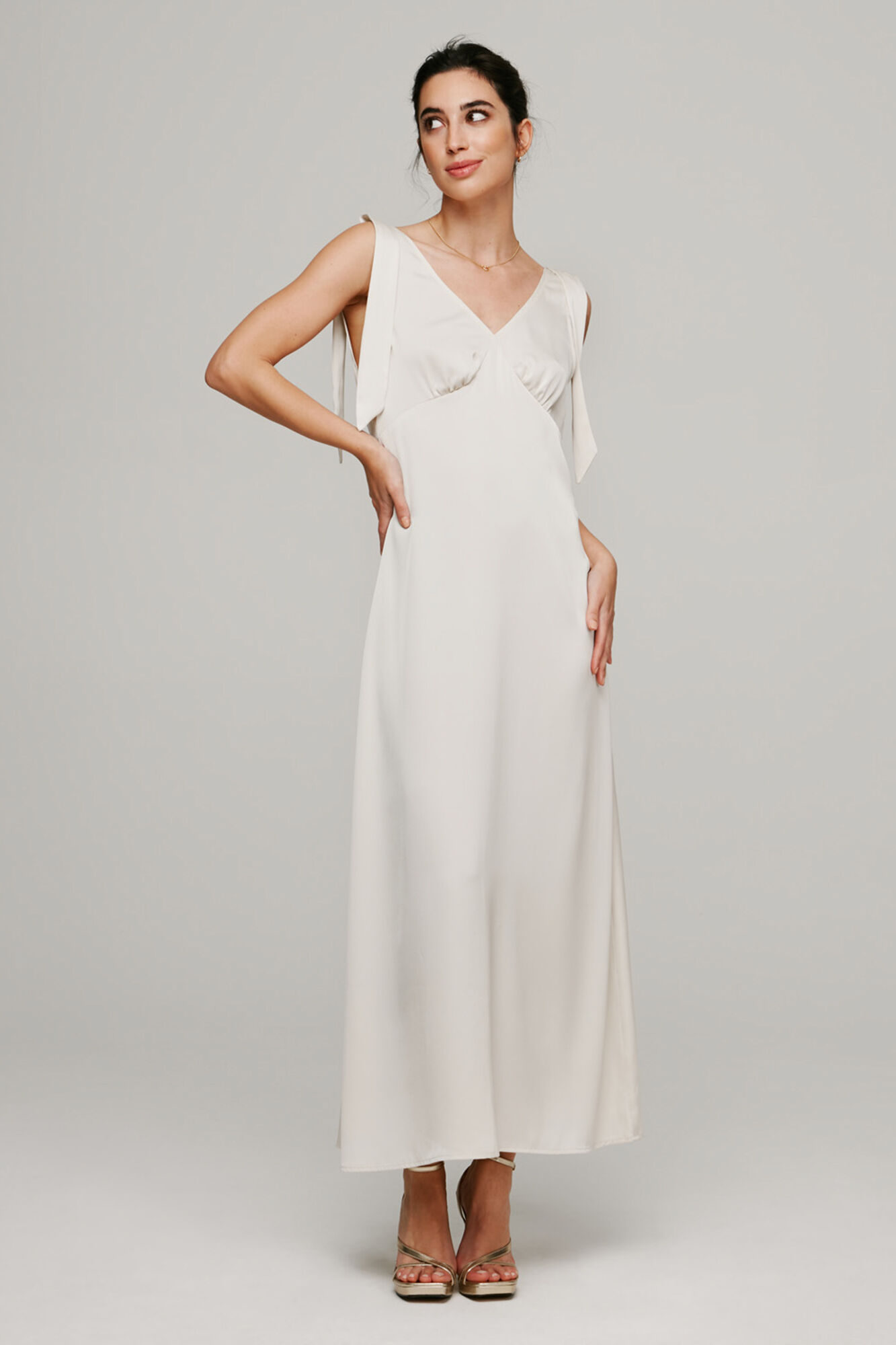 Vestido de renda estilo camisola - Branco
