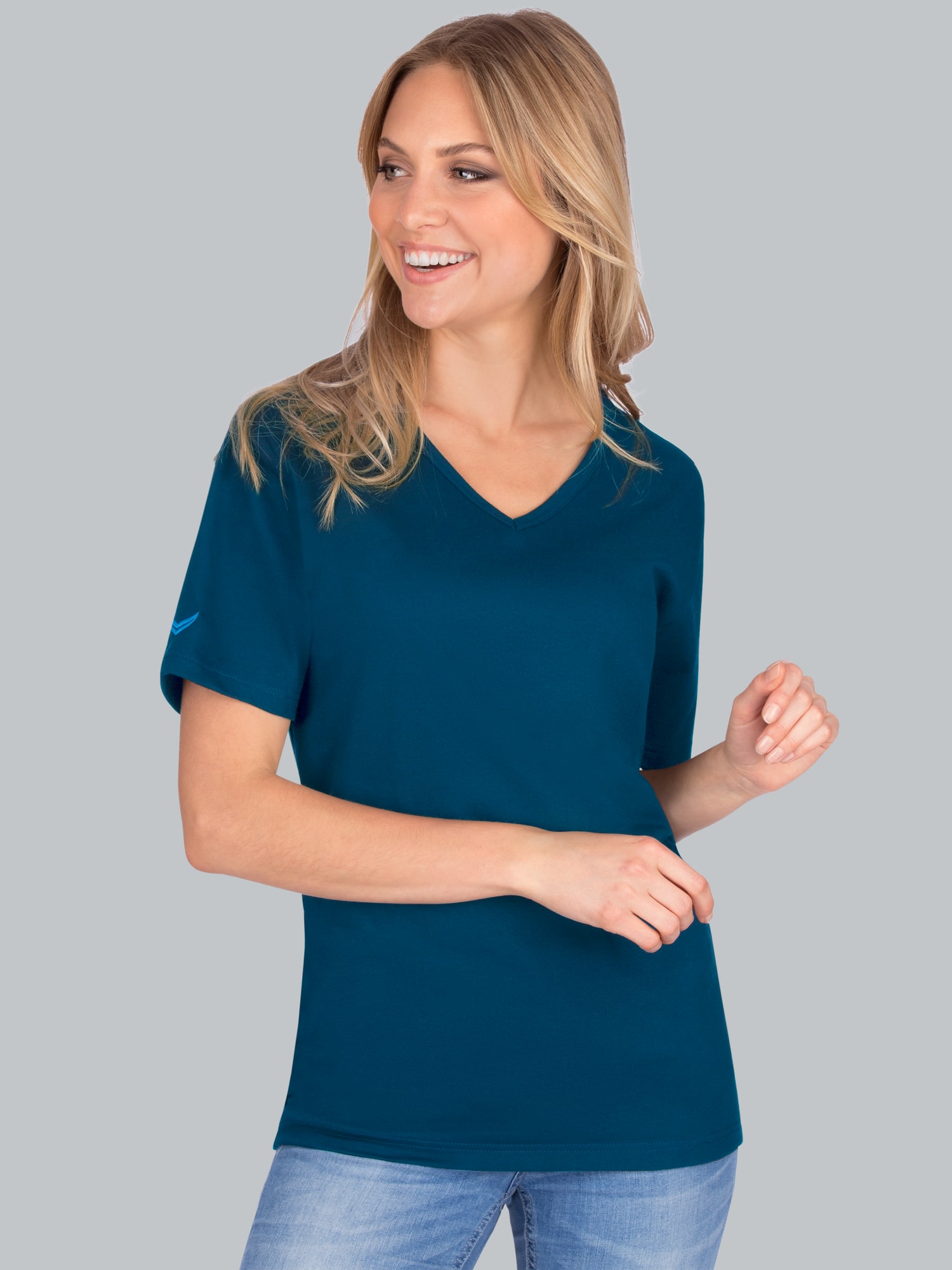 V-Shirt aus 100% Biobaumwolle Saphir-C2C
