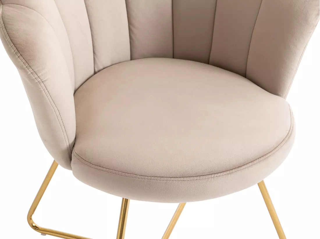 Lot de 2 chaises en velours et métal - Beige et doré - FIORI II