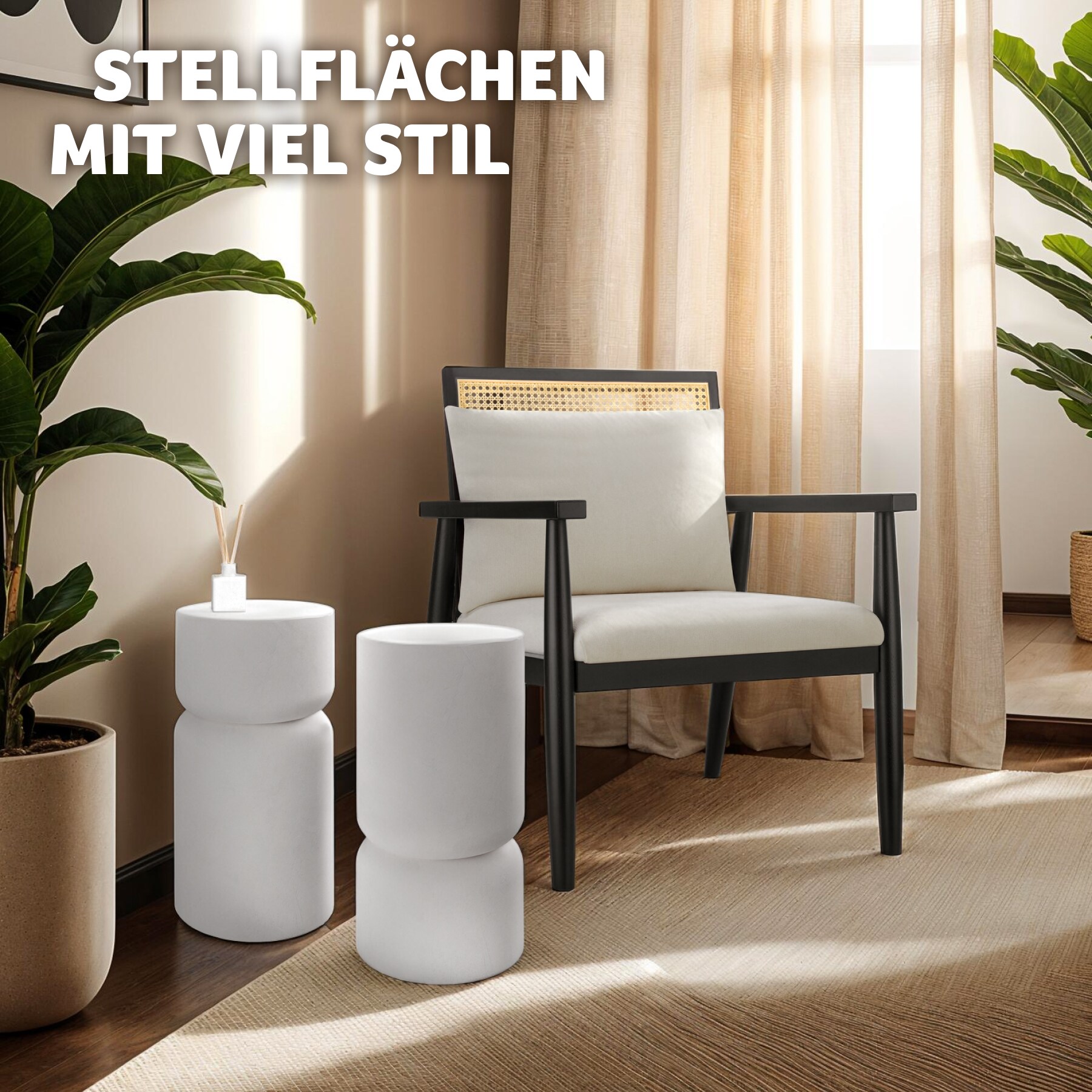 tectake® 2er Set Beistelltisch , Chubby-Design, wetterfest, 28 x 54,5 cm