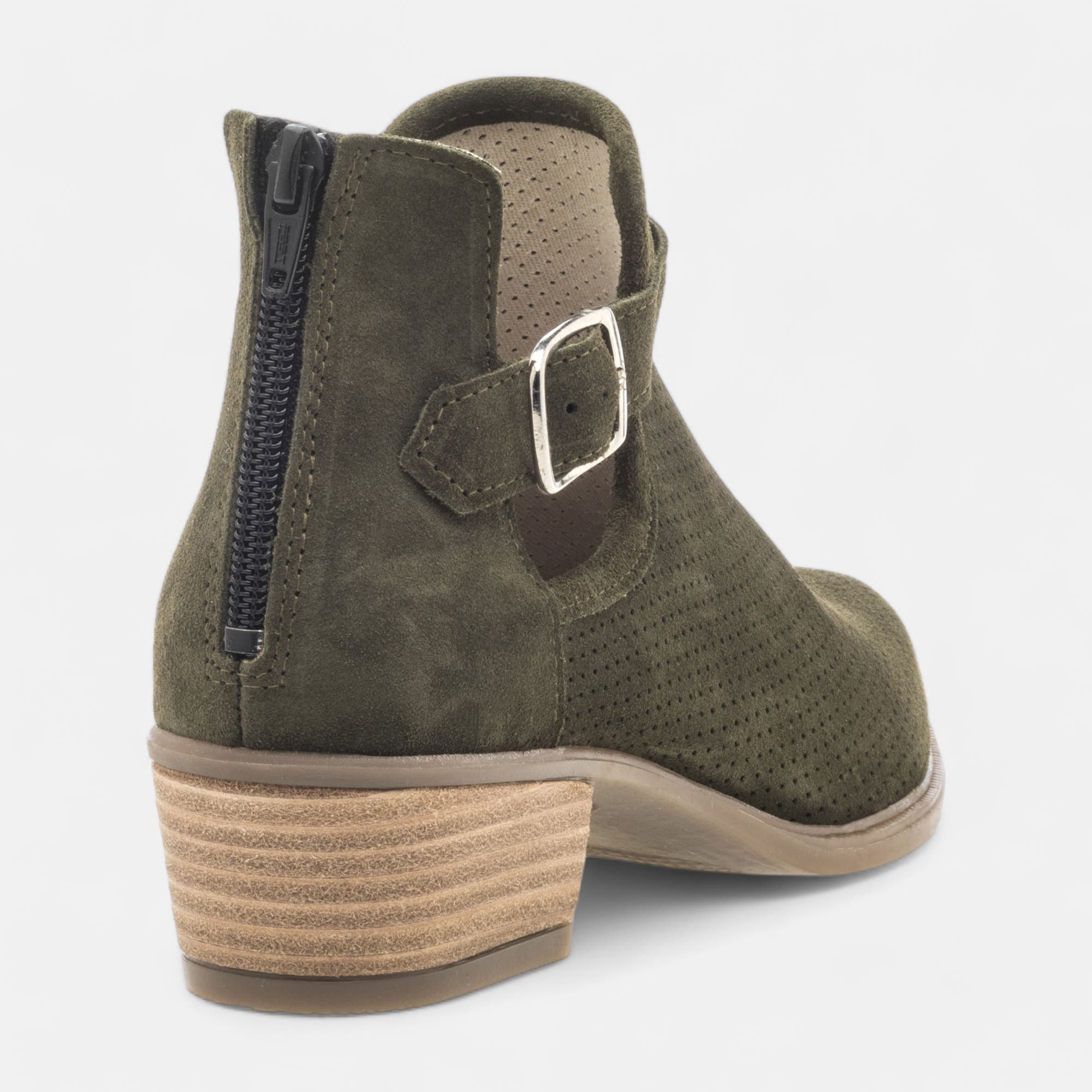 Bottines Femme en cuir kaki
